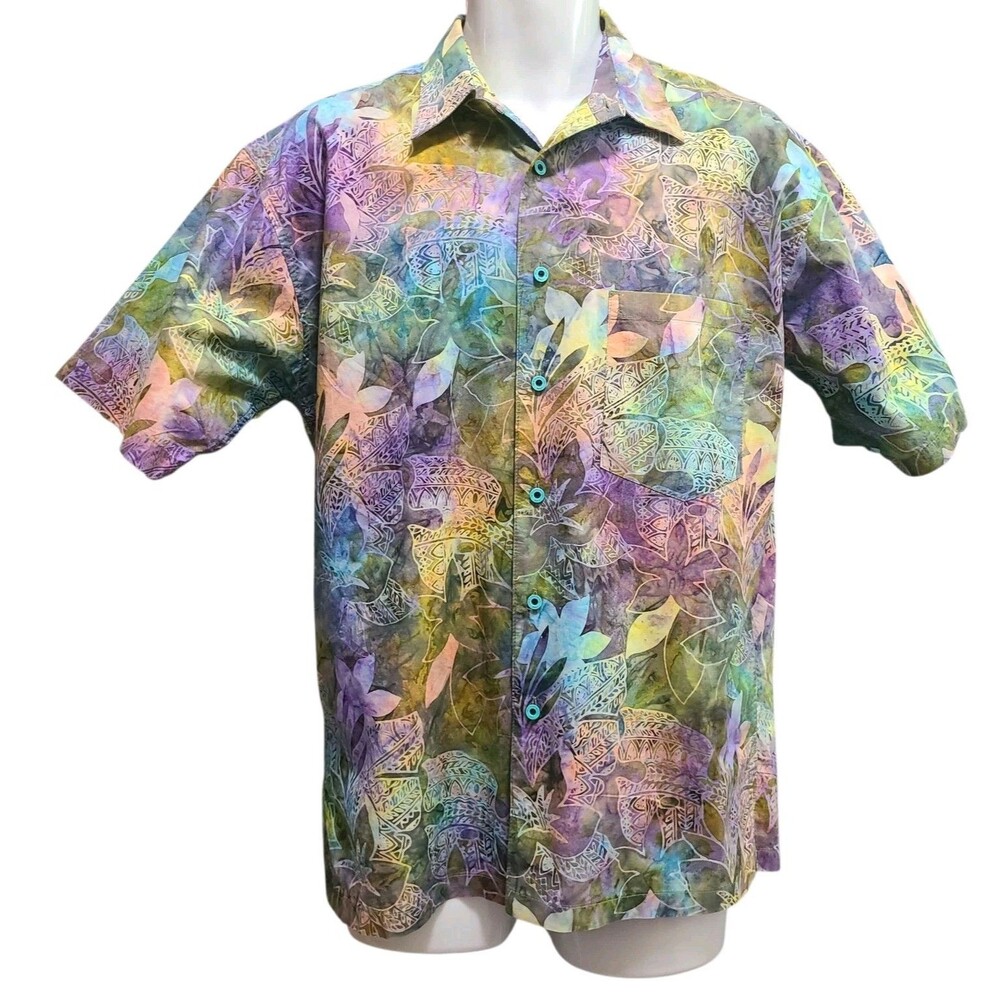 Pete Huntington Hawaiian Shirt Men's S Watercolor Tropical Pocket Cotton Resort